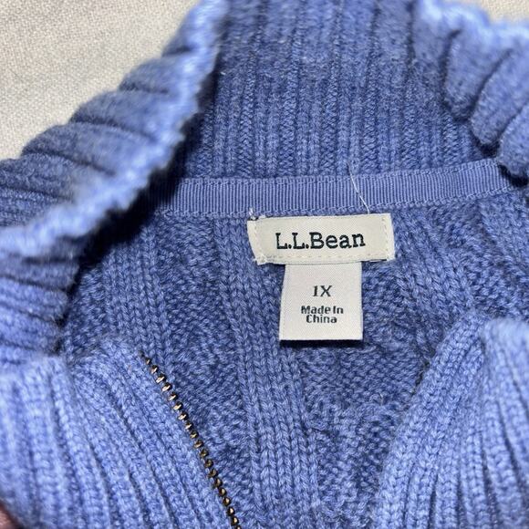 L.L. Bean Women’s Cottage Core Cable Fisherman Knit Womens SZ 1X Full Zip Up - Picture 5 of 10